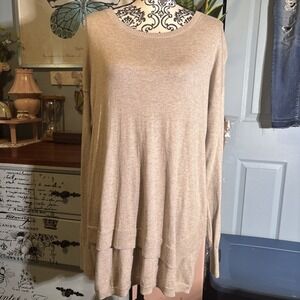 CABI tunic sweater in soft knit fabric  creme tan. Size is L. Oversized  long